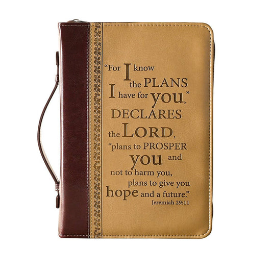 Bible Cover Classic Tan/Brown I Know the Plans Jer. 29:11