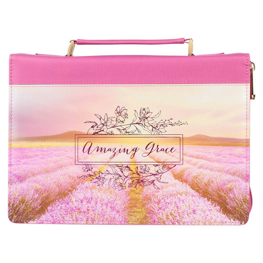Bible Cover Fashion Pink/Flower Field Printed Amazing Grace