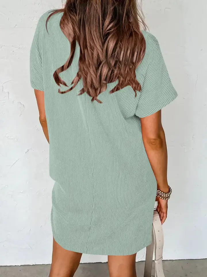 Summer Casual Short-Sleeve T-Shirt Dress with Pockets