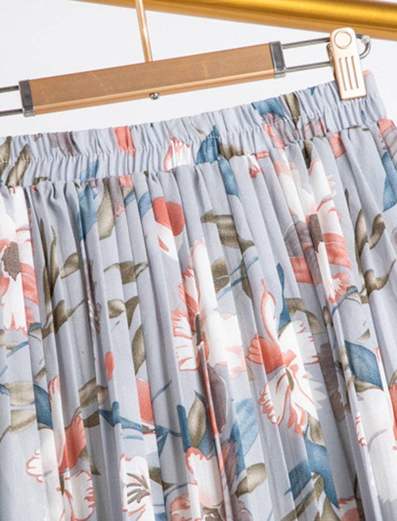 Floral A-Line Mid-Length Skirt