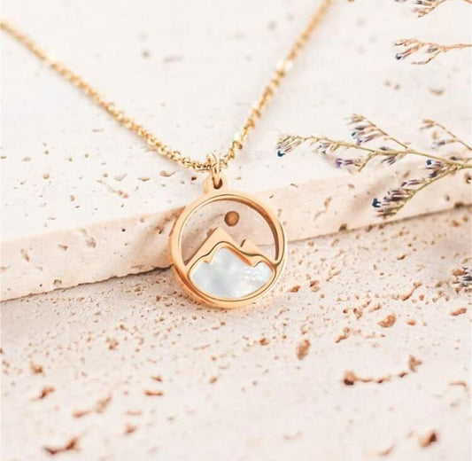 Rose Gold Mustard Seed Mountain Necklace