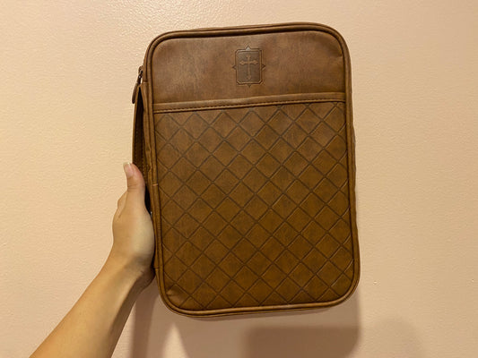 Large Brown Cross Bible Cover