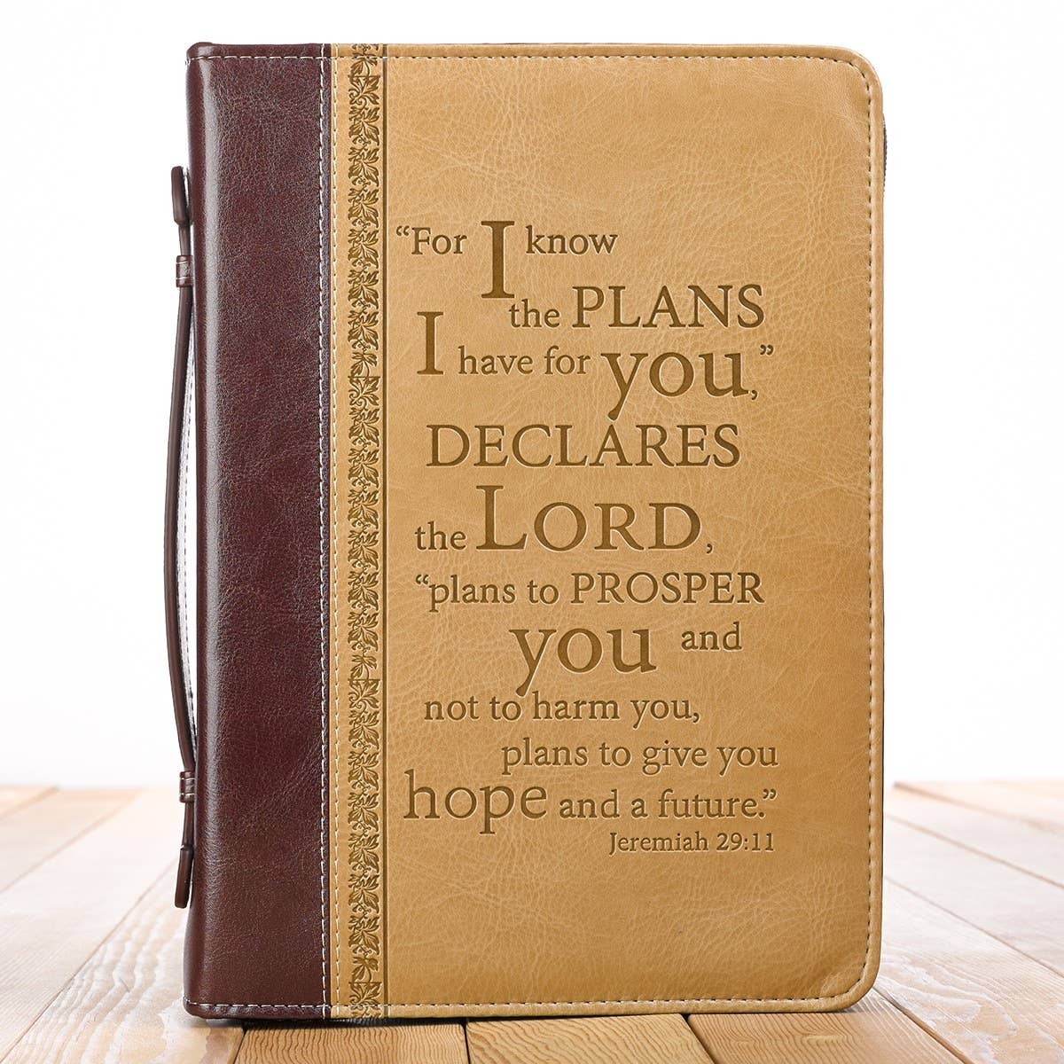 Bible Cover Classic Tan/Brown I Know the Plans Jer. 29:11
