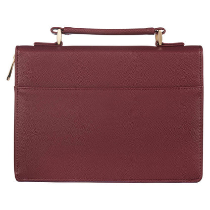 Strong & Courageous Merlot Bouquet Faux Leather Bible Cover