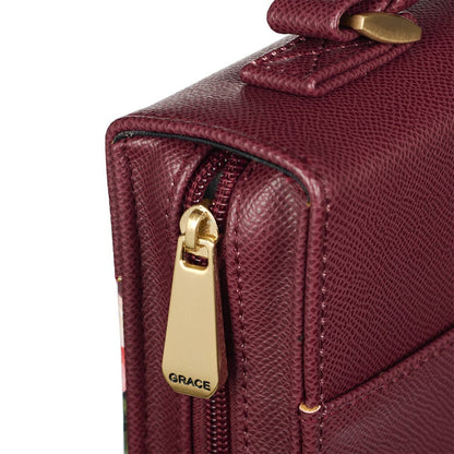 Strong & Courageous Merlot Bouquet Faux Leather Bible Cover