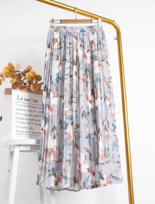 Floral A-Line Mid-Length Skirt