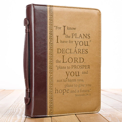 Bible Cover Classic Tan/Brown I Know the Plans Jer. 29:11