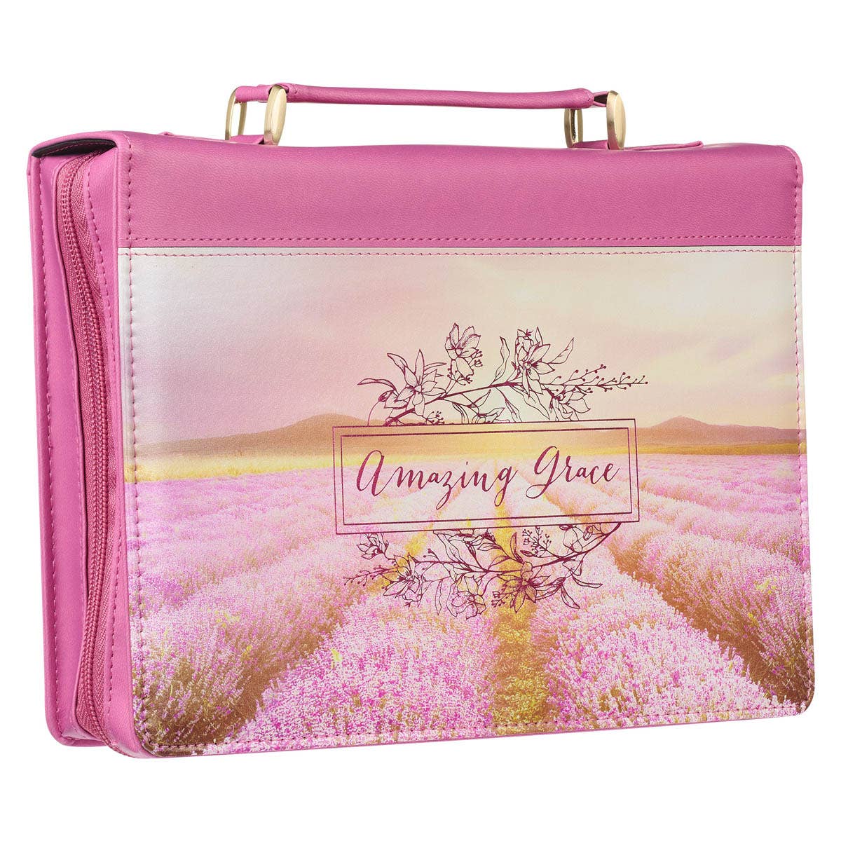 Bible Cover Fashion Pink/Flower Field Printed Amazing Grace