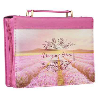 Bible Cover Fashion Pink/Flower Field Printed Amazing Grace