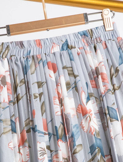 Floral A-Line Mid-Length Skirt