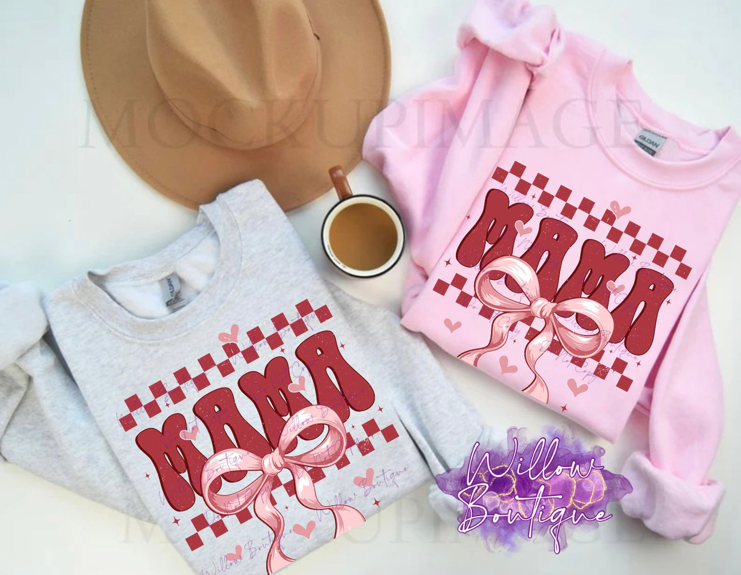 Preorder - Pink and Red Mama Bow Sweat