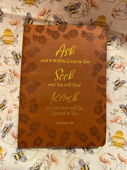 Matthew 7:7 Faux Leather Etched Journal