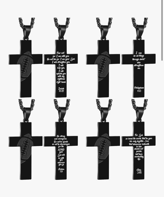 Stainless Steel Isaiah 41:10 Football Necklace