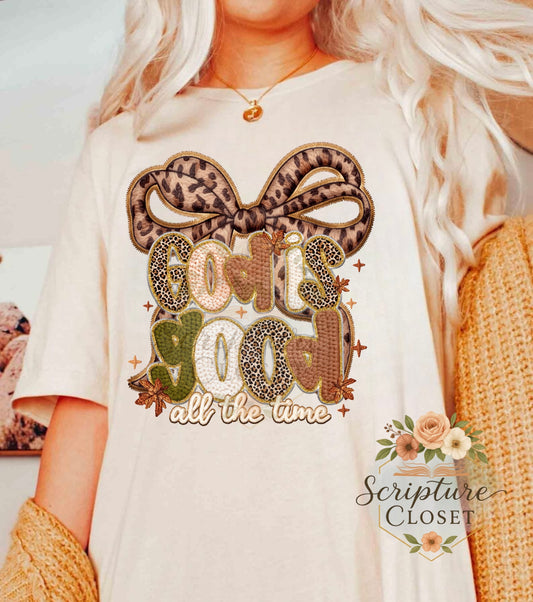 Preorder - Sunday Praise 11|10 - God Is God Leopard Bow Shirt