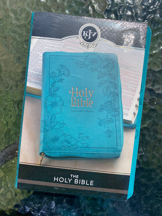 Teal Zipper KJV Bible