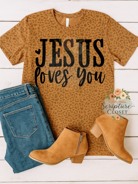 Preorder - Jesus Loves You Leopard Tee