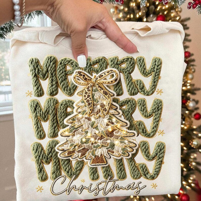 Preorder - Merry Christmas Faux Yarn Tee