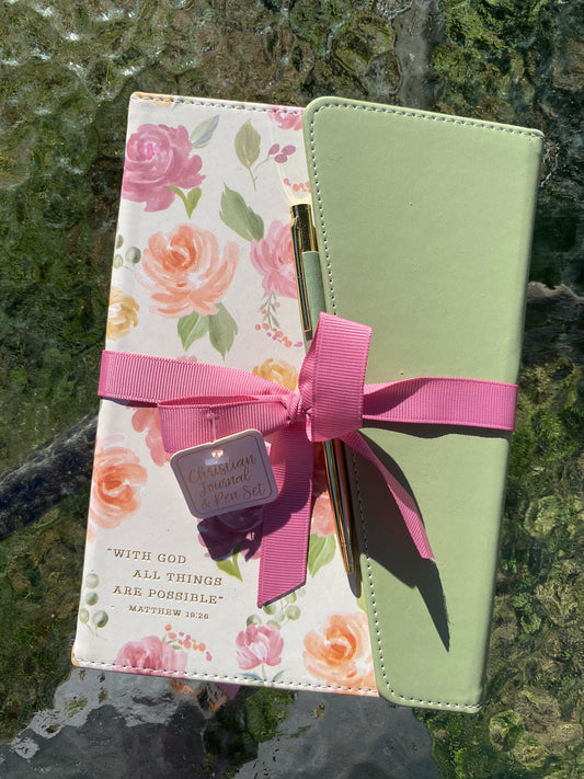 Green & Pink Christian Journal & Pen Set