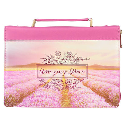 Bible Cover Fashion Pink/Flower Field Printed Amazing Grace